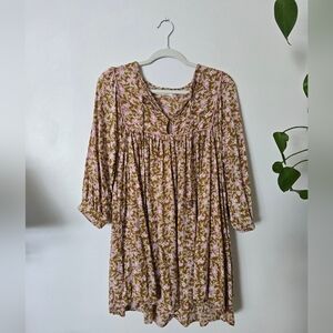 Natural Life Size Medium Floral Lightweight Boho Dress